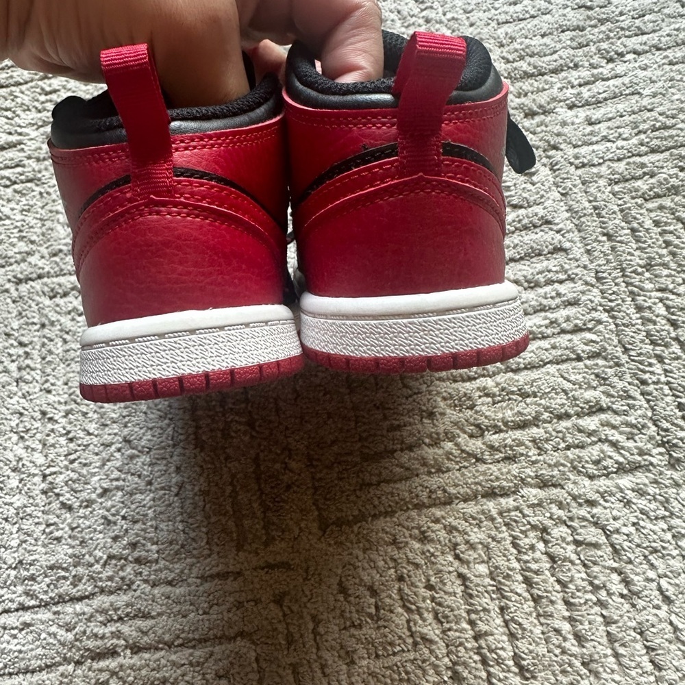 Nike Air Jordan Kids Black & Red High-Top Sneakers - Picture 10 of 16